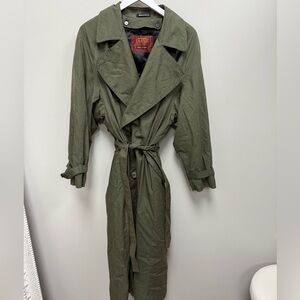 Vintage 70’s Carol Cohen Green Trench Coat Made in USA Fashion House of Sanyo